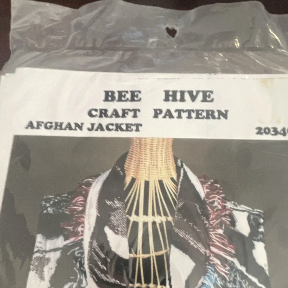 Bee Hive 20340 Vintage Sewing Pattern Unisex Adult Afghan Jacket‎ One Size UNCUT